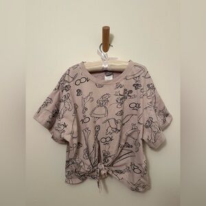 Disney 100 Character Sketch Tie Tee Shirt